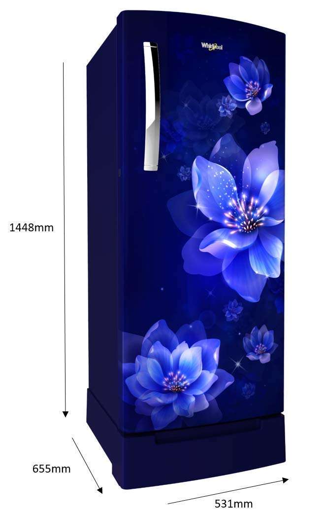 Whirlpool 200 L 3 Star Direct-Cool Single Door Refrigerator (215 IMPC ROY 3S SAPPHIRE FLOWER RAIN, Blue) 2