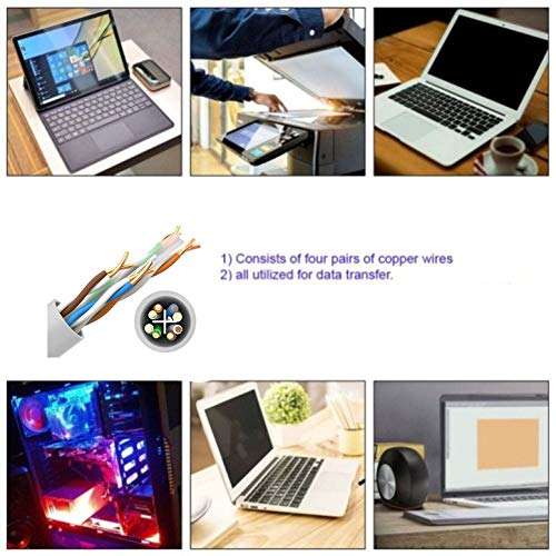 Sadow 50 Meter High Speed cat6 Cable, cat6 LAN Cable, ethernet Cable, Network Cable Internet Cable rj45 Cable LAN Wire High Speed Patch Computer Cord Gigabit Category 6 Wires for Modem, Router, LAN ADSL-Grey 5