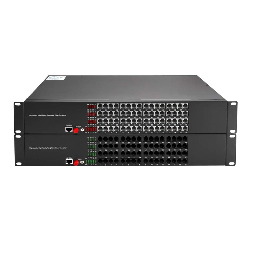 Primeda-telecom 64 Channels Telephone Extenders (Include Transmitter and Receiver),PCM Voice Tel to Singlemode Fiber Optic up 20Km with 10/100Mbps Ethernet (with FC Connector)