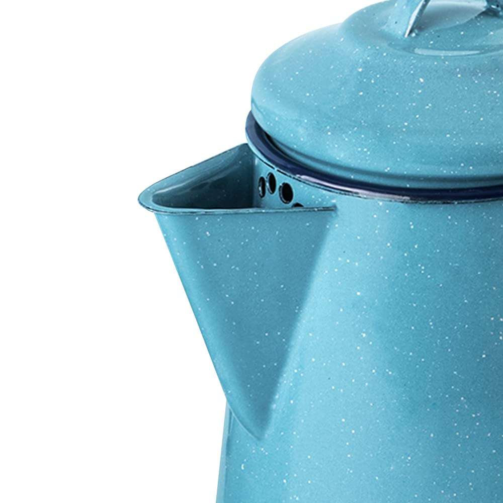 Cinsa Enamelware Coffee Pot (Turquoise Color) - 8 Cups - Camping Essentials - Hot Water for Coffee and Tea - Light and Resistant 4