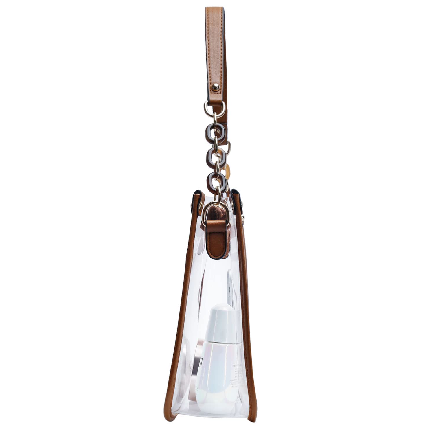 KKXIU Fashion Clear Crossbody Purse for Women and Teen Girls Stadium Approved PU Leather Concert Bag with Adjustable Strap (Black) 3