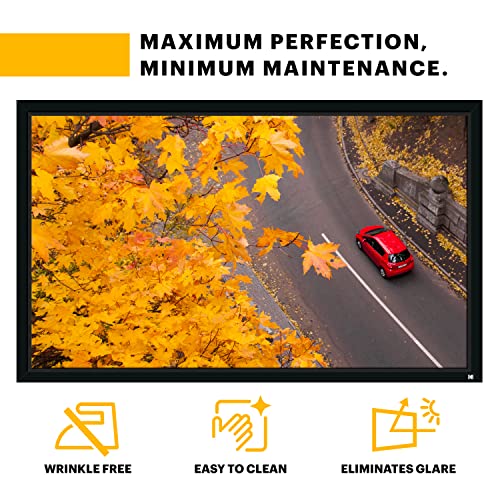KODAK Projector Screen | 100” Fixed Frame Home Projection Screen with Black Velvet Frame, Durable PVC & Wall Mount Kit | 160° View Angle, 16:9, 1.1, Full HD 4K 8K & Active 3D Ready for Movies & Gaming 5