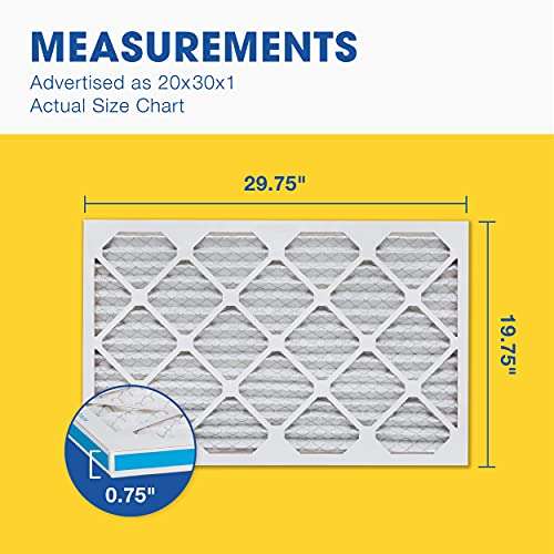 Aerostar 20x30x1 Air Filter MERV 13 (For Allergies, Dust, Lint, Mold, Pet Dander, Smoke, Smog & Bacteria) - Electrostatic MPR 1500 - 1900 & FPR 10 - Pleated HVAC AC Furnace Air Filters - Pack of 6 2
