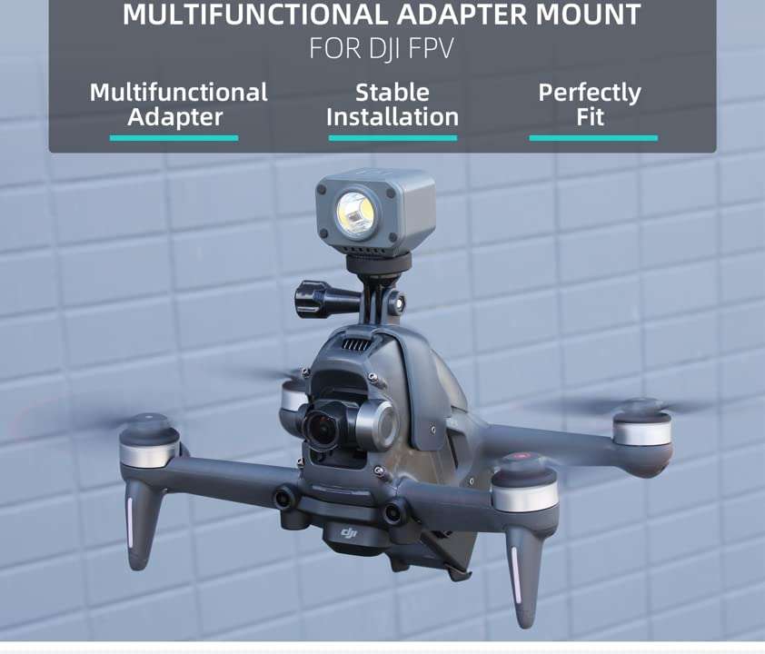 BTG DJI FPV Drone Action Camera Mount Holder for DJI Action 5 4 3 2/Pocket 3 2 /GoPro Series/Fimi Palm 2 / Insta360 X3 Go 3S ONE X2 R/Night Light/Fill Light Sport Camera Mount Extensions 3