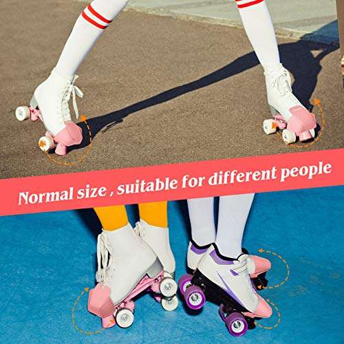 2 Pieces Roller Skate Toe Guards Artificial Leather Toe Guards Protectors for Quad Roller Skate (Pink,Solid Pattern) 5