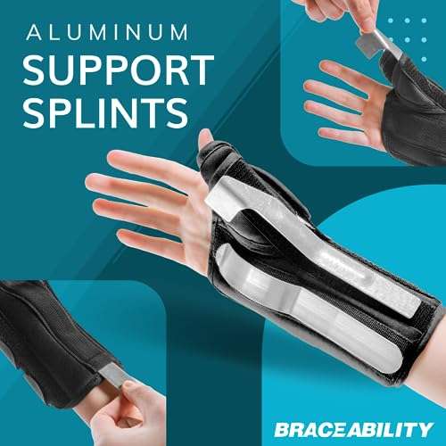 BraceAbility Wrist and Thumb Spica Splint - De Quervain's Tenosynovitis Long Forearm Cast Stabilizer for Tendonitis, Sprains, Thumb Brace for Arthritis Pain and Support - (S Right Hand) 4