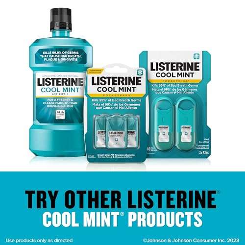 Listerine Cool Mint Pocketmist, Oral Care Mist for Fresh Breath, Non-Aerosol Sugar-Free Bad Breath Refresher Spray to Kill 99% of Bad Breath Germs, Portable, Cool Mint Flavor, 1 Pack of 2 Sprays 6
