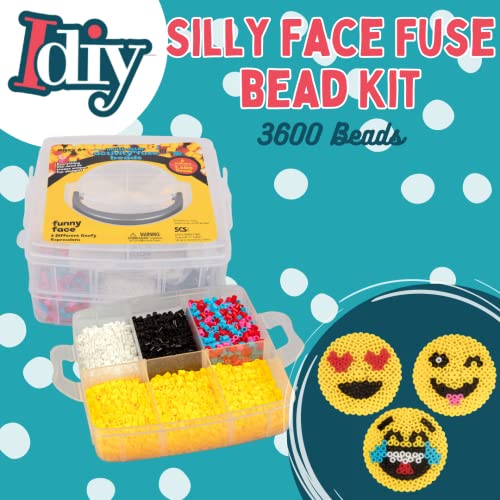 Emoji Smiley Face Fuse Beads- 6 Different Emojis - 3600pcs Beads (6 Colors), Tweezers, Peg Boards, Ironing Paper, Case - Works with Perler Beads- Pixel Art Project Gift- Officially Licensed by Emoji 2