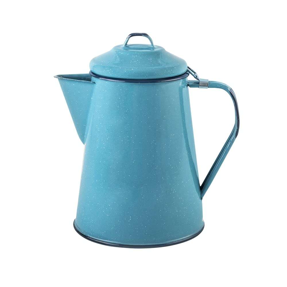 Cinsa Enamelware Coffee Pot (Turquoise Color) - 8 Cups - Camping Essentials - Hot Water for Coffee and Tea - Light and Resistant 1