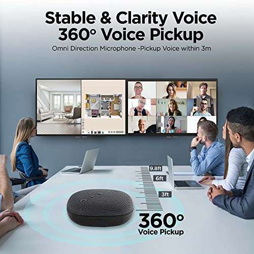 Derico Bluetooth Conference Speaker with Microphone for Computer | Loud & HiFi Portable USB Speakerphone for Laptop | Noise Cancelling & 360Ã‚°Omnidirectional Conference Room Microphone and Speaker 5