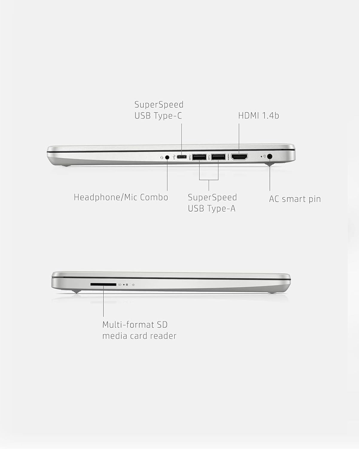 HP 14" HD Laptop, AMD Ryzen 5 5500U Hexa-Core Processor, 32GB RAM 1TB PCIe SSD, Bluetooth, Webcam, WiFi, SD Media Card Reader, Windows 11 Home, Natural Silver 6