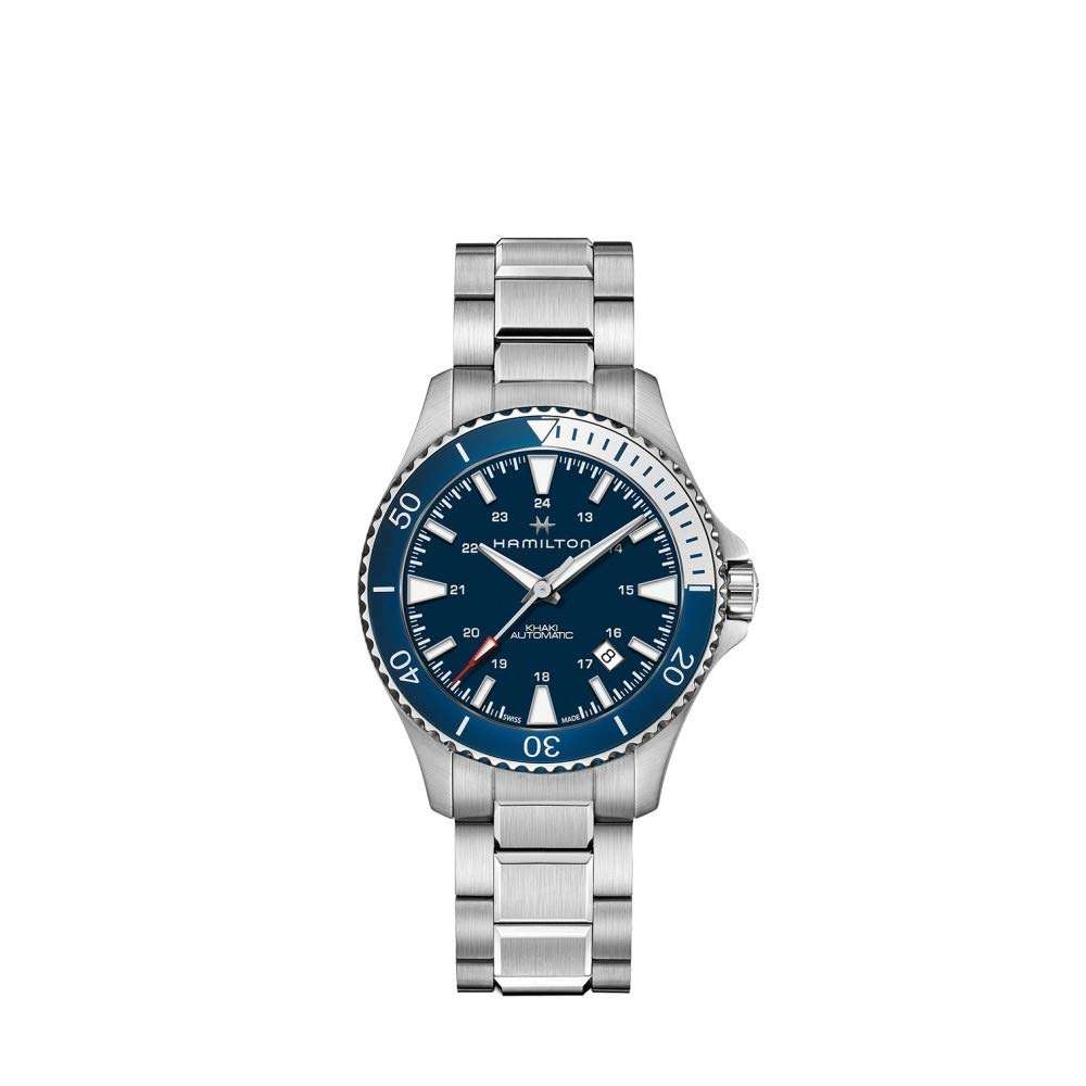 Hamilton Watch Khaki Navy Scuba Auto | Swiss Made | 40mm Stainless Steel Case | Blue Dial Analog Watch | Silver Stainless Steel Bracelet (Model: H82345141) 1