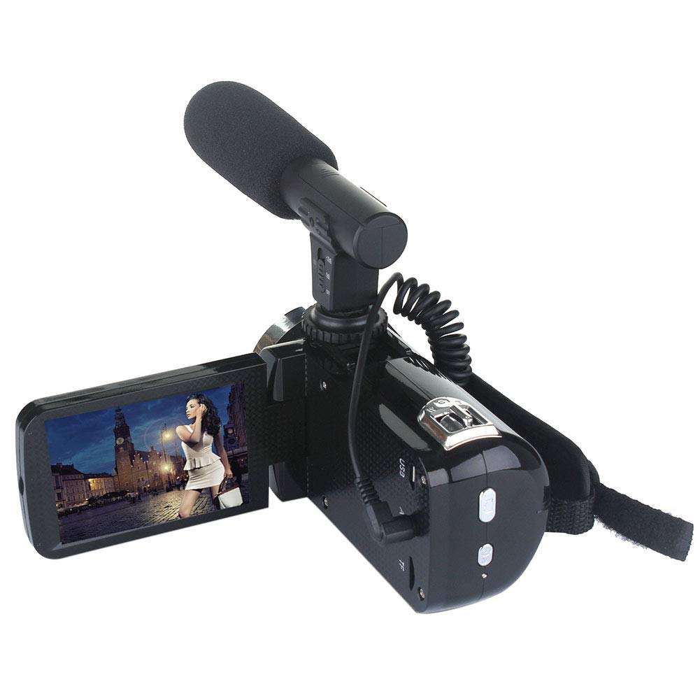 Dpofirs Video Camera Camcorder, 3.0 Inch LCD Video Camera Camcorder, Anti Shake Full HD Vlogging Camera with External Microphone (Black) 1