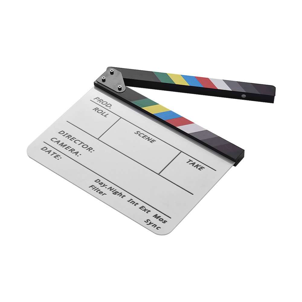 Tooarts Professional Acrylic Clapboard Dry Erase TV Film Movie Director Cut Action Scene Clapper Board Slate with Marker Pen Eraser 4