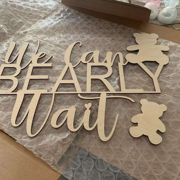 We Can Bearly Wait Wood Sign for backdrop,Bear Themed Party Decorations for Baby Shower Decorations,Gender Reveal Party Supplies 3