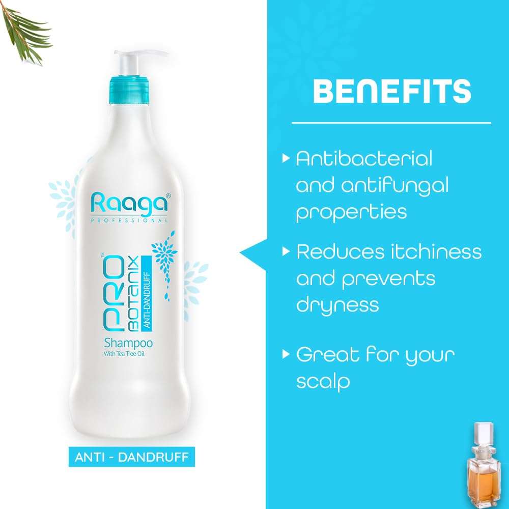 Raaga Professional Pro Botanix Anti-Dandruff Shampoo with Tea Tree Oil | Reduces Itchiness & Flaking, Prevents Dryness | Suitable For Men and Women (1000 ml) 3