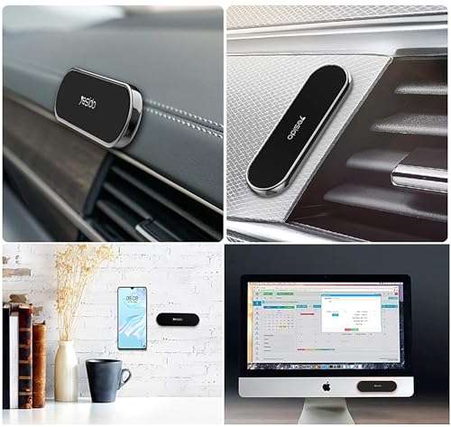 Magnetic Phone Car Mount, Dashboard Holder Car Compatible Mini Strip Magnet Phone Car Mount , Rotating Magnetic Suction Mobile Phone Holder with All Smartphone and Tablets Cell Phone Car Kits. 6