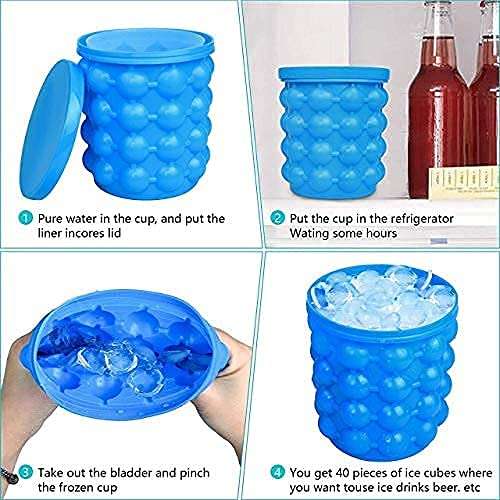 1 pcs Silicone Ice Bucket & Ice Mold with lid, Large Silicone Ice Bucket 3