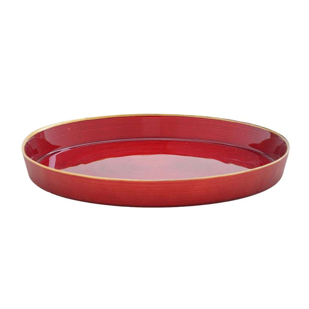 Pure Home and Living Glass Round Charger Plates - 2 Pieces, Red 4