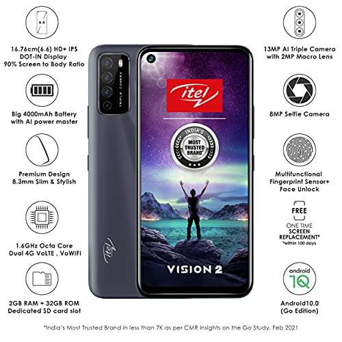 itel Vision2 (Deep Blue, 6.6'' HD+ IPS Dot-in Display, 2GB RAM, 32 GB Storage, 13MP Triple Camera), (Model: L6503) 2
