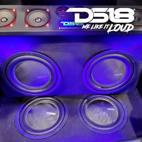 DS18 IXS12.4D Shallow Car Subwoofer - 12" 1600W MAX Power, 800W RMS, Dual Voice Coil, 4+4 Ohms Impedance (1 Speaker) 4