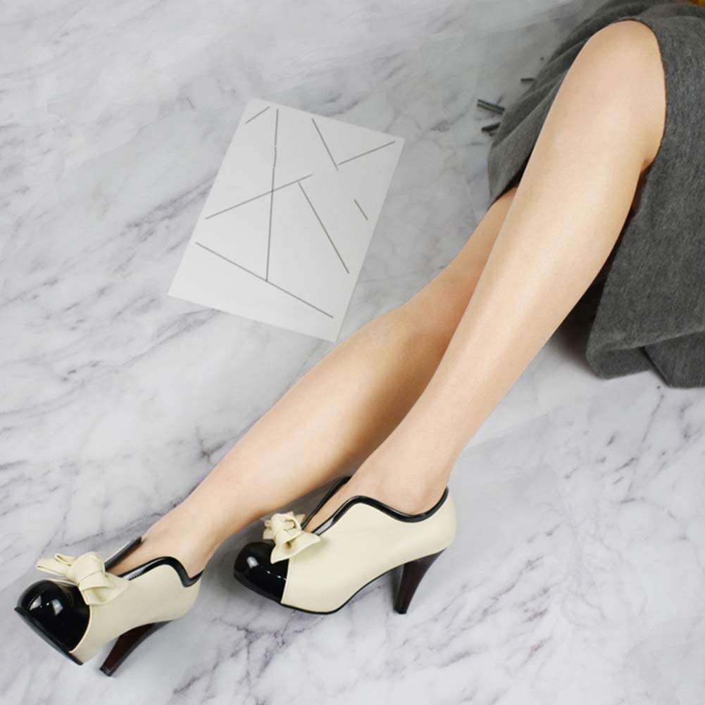 fereshte Women's Assorted Colors Bowknot Pumps Platform High Heel Shoes Beige 44 - US 11 2