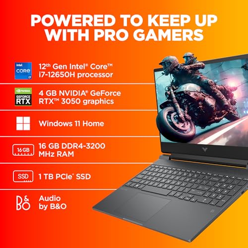 HP Victus Gaming Laptop, 12th Gen Intel Core i7-12650H, 4GB RTX 3050 GPU, 15.6-inch (39.6 cm), FHD, IPS, 144Hz, 16GB DDR4, 1TB SSD, Backlit KB, B&O, Dual Speakers (MSO, Silver, 2.29 kg), fa0187TX 4