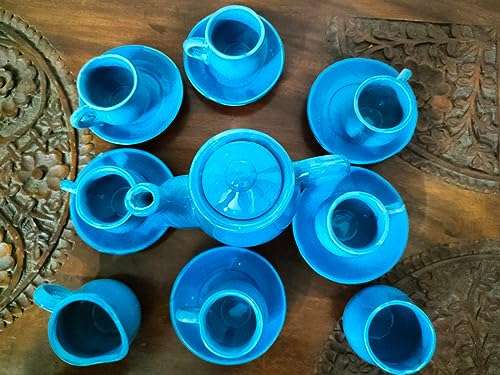 KARARI Ceramic Kids Toys Kids Tea Set/Tea Cups Set with Suacers for Children DIY Kitchen Set for Kids Tea Set Tea Party Teapot Play Set Girls Kitchen Toy(for Kids ONLY) 4