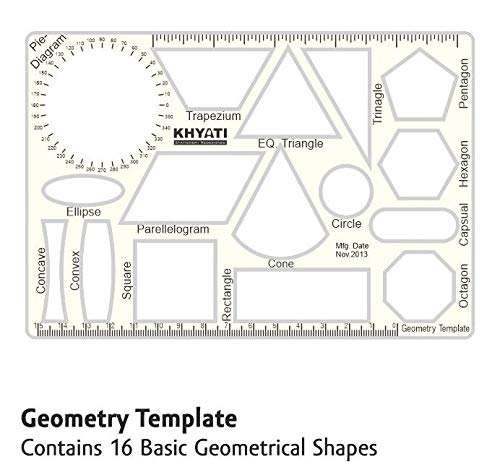 KHYATI Pro Circle (25 Circles), Hyperbola Parabola Template, Geometry Template (16 Shapes), Set Square Big & Small Drafting Scale Ruler Useful to Architect, Engineering or Other Students (Set of 5) 2