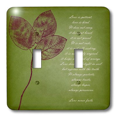 3dRose lsp_99339_2 Red Leaves Inspirational Patient, Love is Kind Bible Verse Double Toggle Switch, Multicolored 3