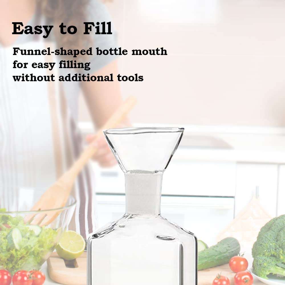 Glass Oil Bottle, 2Pcs Olive Oil Dispenser Bottle Glass, Cooking Oil Vinegar Measuring Dispenser With Spout for Dining Table and Home Kitchen and BBQ (250ml, Transparent) 5