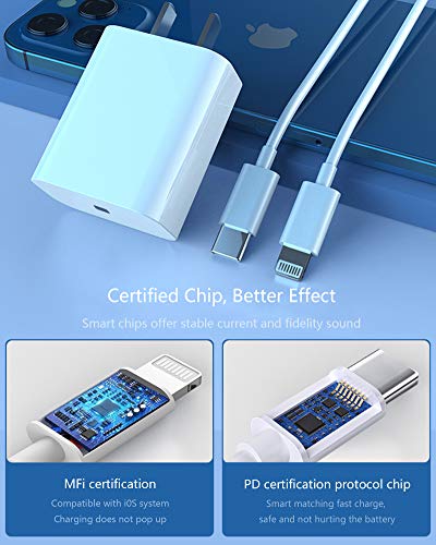 iPhone Fast Charger Cable，3 Pack USB C to Lightning Cable 6FT Apple MFi Certified 20W Fasting Charging iPhone Cable for iPhone 12/11/XS/XR/X 8/iPad/AirPods Pro，Supports Power Delivery & All iOS System 4