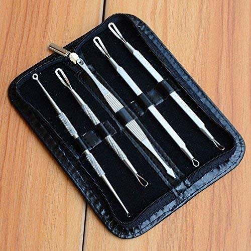 Japti Blackhead Remover Pimple Comedone Extractor Tool, Acne Removal Kit - Treatment for Blemish, Whitehead Popping, Zit Removing for Risk Free Nose Face Skin with storage case(steel,5 pcs set) 3