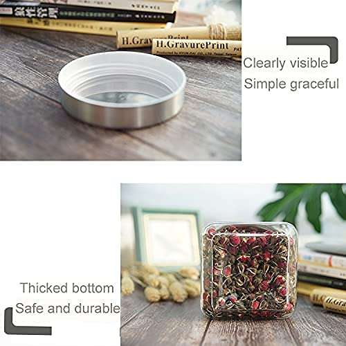 Zinble09 Kitchen Storage Cube Glass Jars,Airtight Glass Canister with Silicone Buckle Lid, Perfect for Kitchen Canning Cereal, Pasta, Sugar, Beans and More ( 300ML Pack of 3 ) 5
