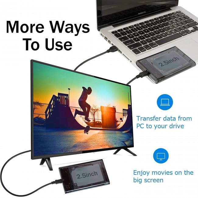 ULTRABYTES 2.5 inch Transparent USB 2.0 External Hard Drive Enclosure USB 2.0 Mini to SATA Hard Disk Box Hard Drive SSD/HDD (Transparent Black)(UB-BLK-2.0) 5