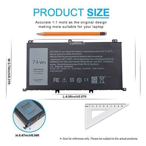 74Wh Type 357F9 71JF4 Laptop Battery for Dell Inspiron 15 7000 Gaming 7559 7557 7567 7566 7759 i7559 15 5576 5577 INS15PD Series 15-7559 071JF4 P57F P65F P65F001 0GFJ6 0357F9 11.1V 11.4V Battery 4