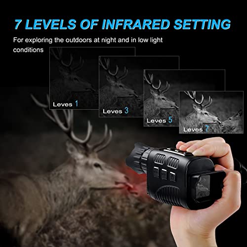 Night Vision Monocular Night Vision Scope IR Sensor Portable with Taking Photos Recording Videos Date Stamp Playback Function Waterproof Drop Resistant (USB Cable & 32GB TF Card Included) 3