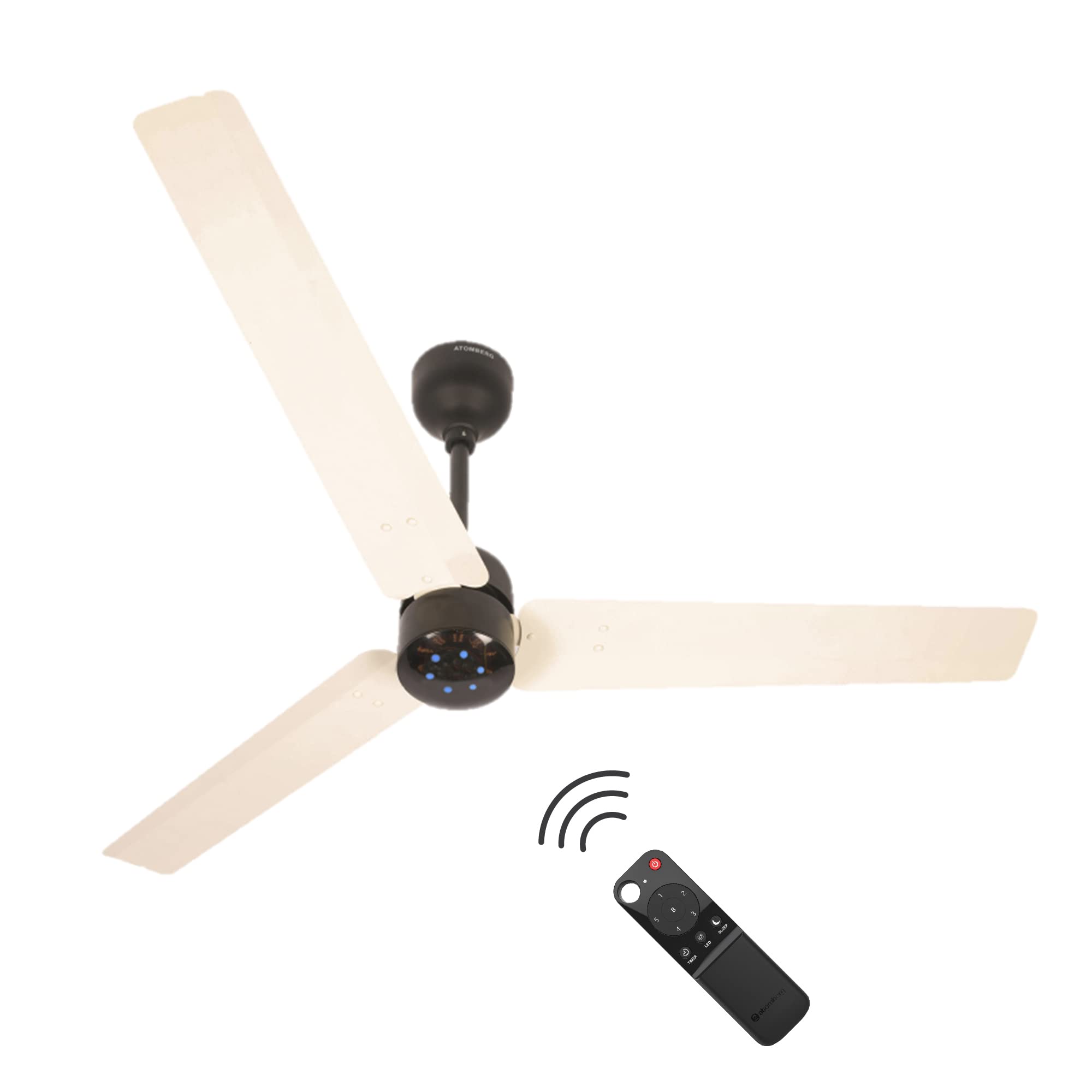 atomberg Renesa 1200 mm BLDC Motor with Remote 3 Blade Ceiling Fan (Ivory Black, Pack of 1) & Studio 150mm BLDC Motor Energy Saving Exhaust Fan |White Formerly Gorilla 3