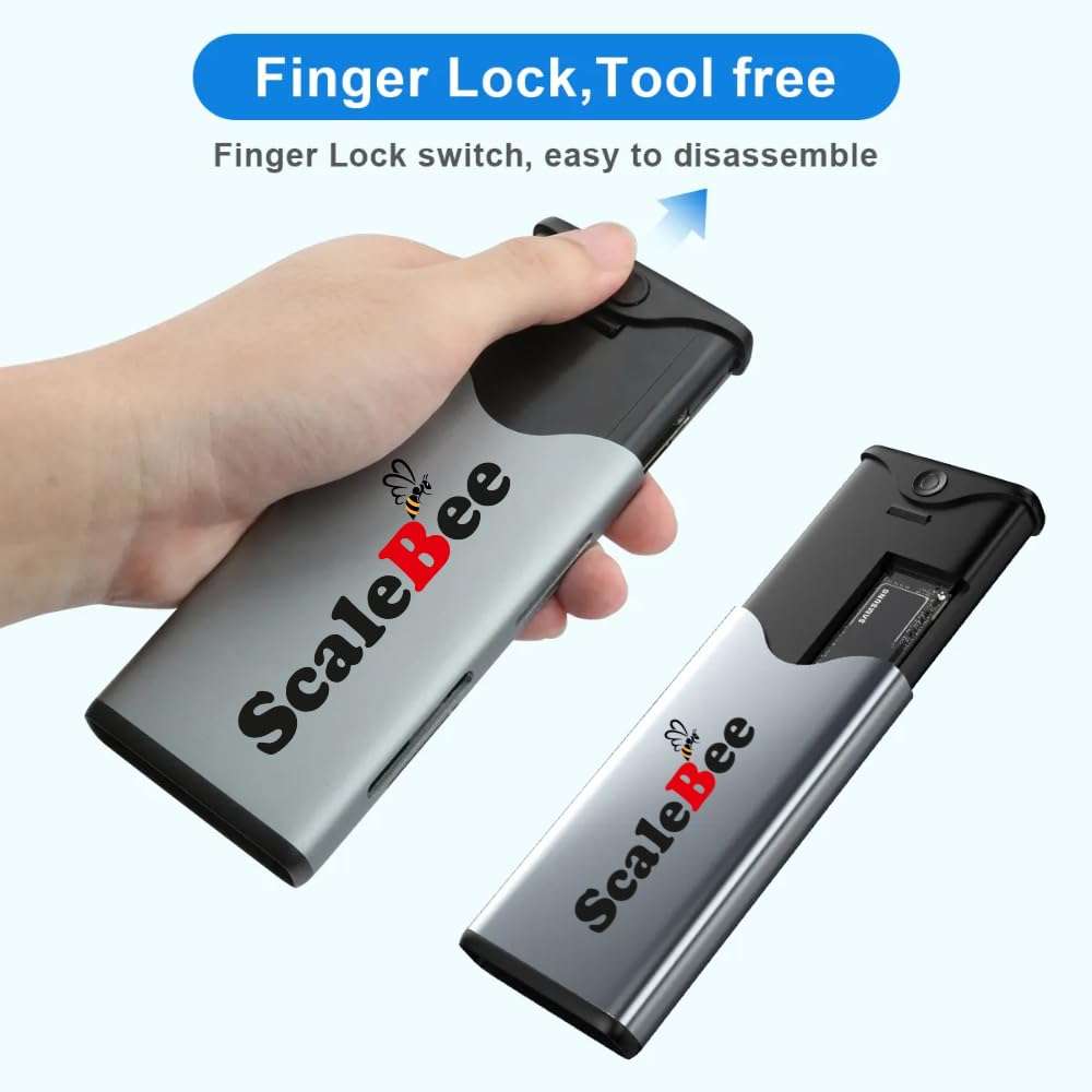 SCALEBEE 6 in 1 CFexpress Type B Type A SD SDXC SDHC MicroSD UHS II Card Reader USB 3.2 Gen 2 with Transfer up to 10GB/s with M.2 NVME SATA SSD Enclosure Compact Slim Metal Body with Type C Cable 5