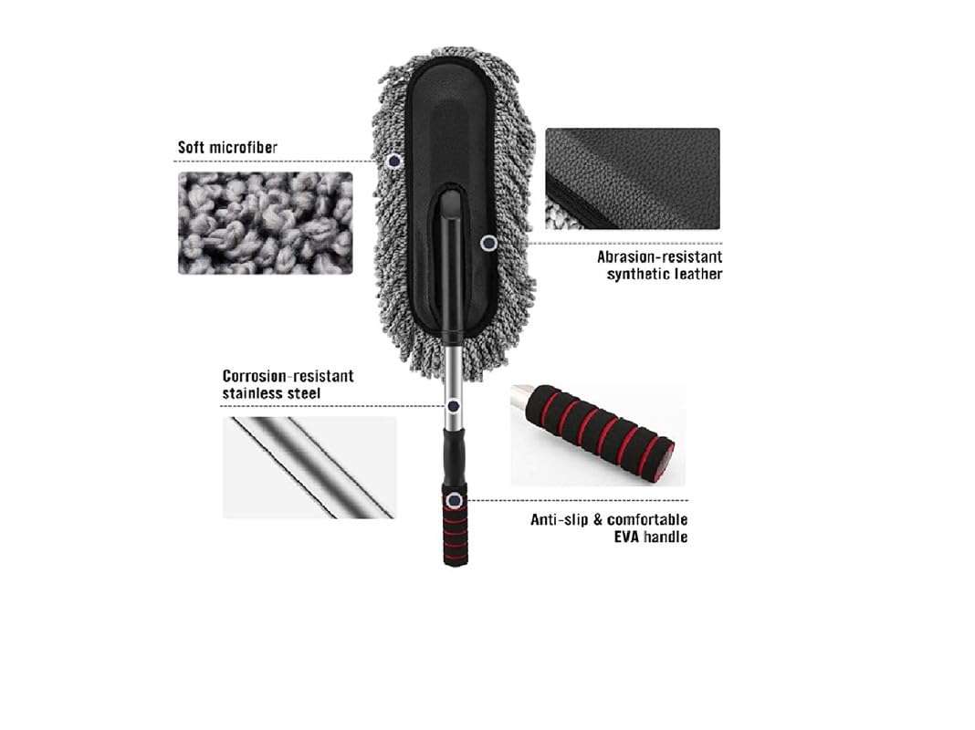 Semaphore Car Cleaning Combo Pack Microfiber Duster, Carpet Brush, 3 in1 Glass Wiper & Microfibre Gloves Full Interior and Exterior Cleaning Kit Compatible with Toiota Etios Cross 3