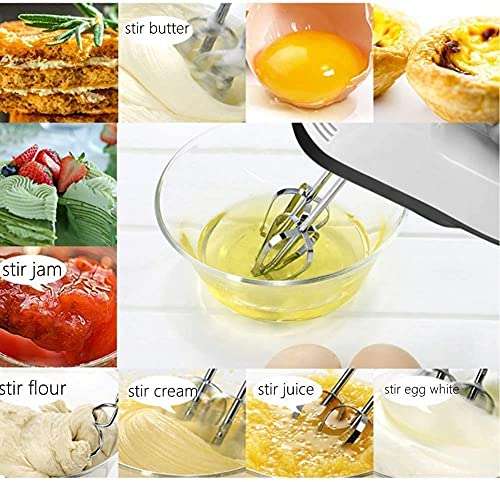 Hand Held Mixer Electric Whisk 7-Speeds Portable Hand Mixer Food Baking Mixers with 2 Beaters 2 Dough Hooks Mini Egg Cream Food Beater for Kitchen Making Caket 6