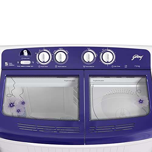 Godrej Edge 7.5 Kg 5 star Semi-Automatic Top Loading Washing Machine Appliance (WSEDGE 75 5.0 TB3 M ROBL, Royal Blue, Toughened glass lids) 3