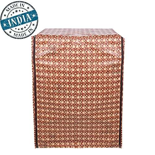 E-Retailer® Waterproof PVC Front Load Washing Machine Cover With Zip Enclosure Suitable For 5kg to 8kg (Color-Stripes Brown, Size-23x23x35) 5