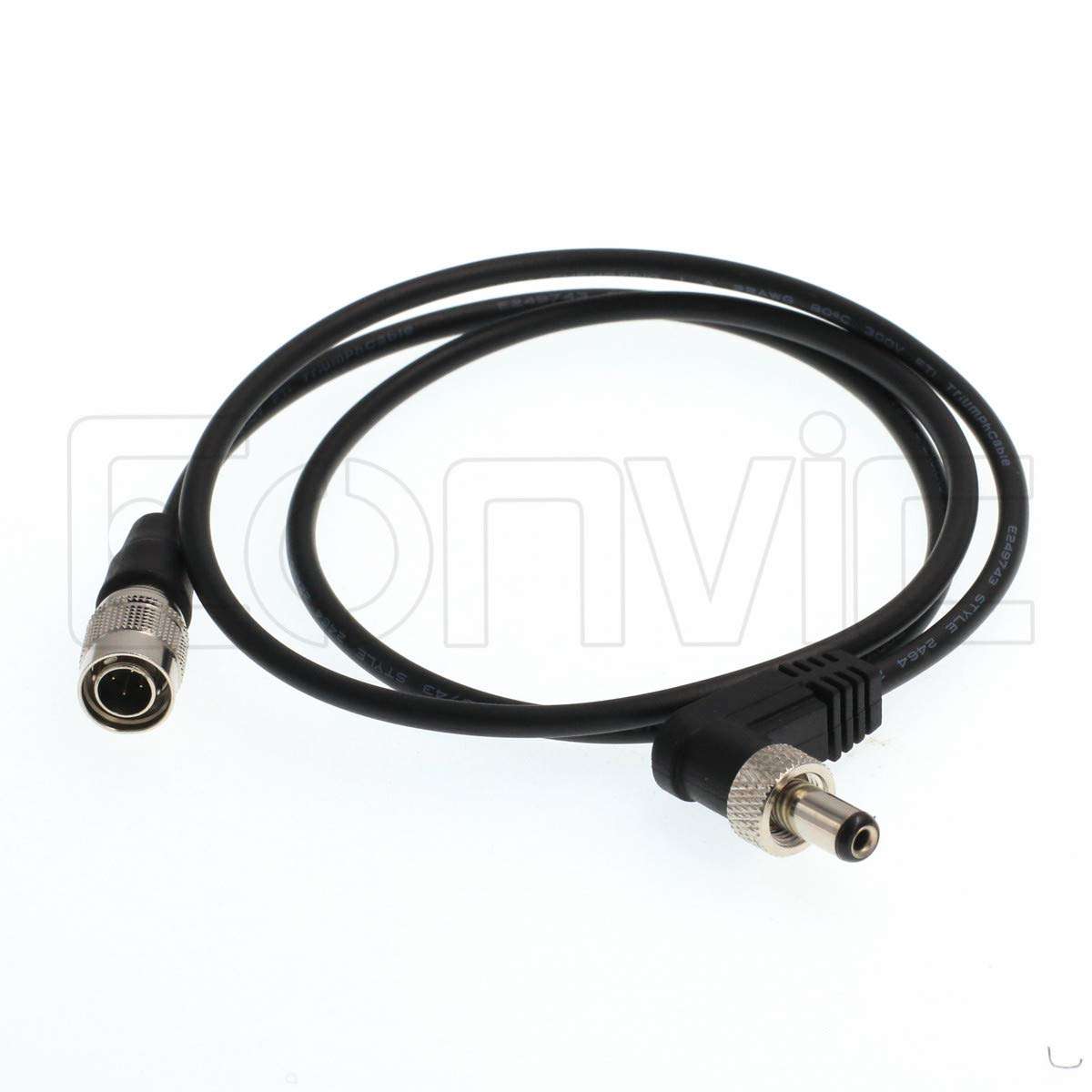 Eonvic Hirose 4 Pin Male for Sony F5 F55 Camera to Locking 2.1mm DC Right Angle Output Power Cable for Lectrosonics SR receivers Video Devices PIX-E5 E5H E7 Monitor 2