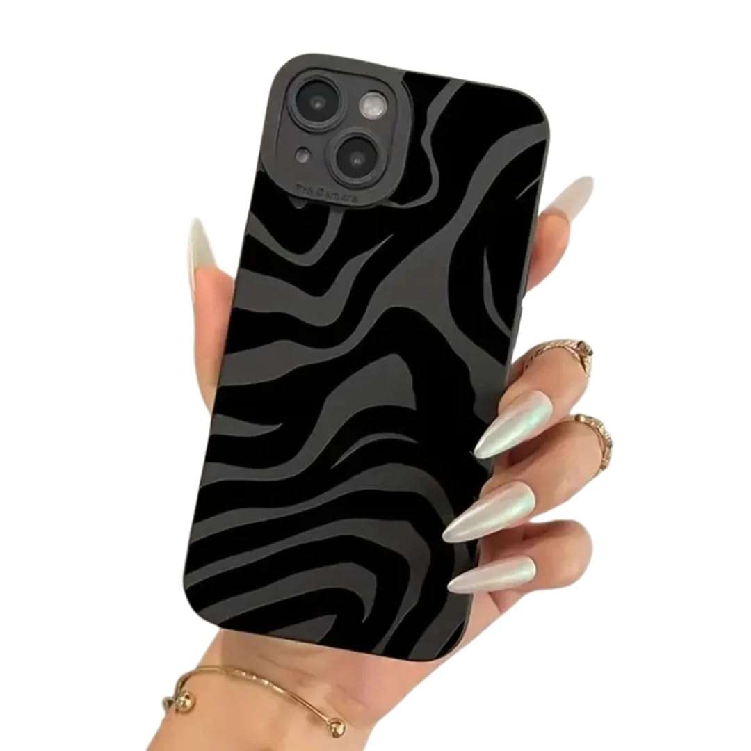 Wave Pattern Case For iPhone 12 Pro Max - Black Silicone Phone Case iPhone 13, 14, 15 Pro Max, XS, XR, X, 7, 8 Plus, SE 2020, 13 Mini - Protective Pouch For iPhone - Shockproof, Anti Fingerprint, Gift 1