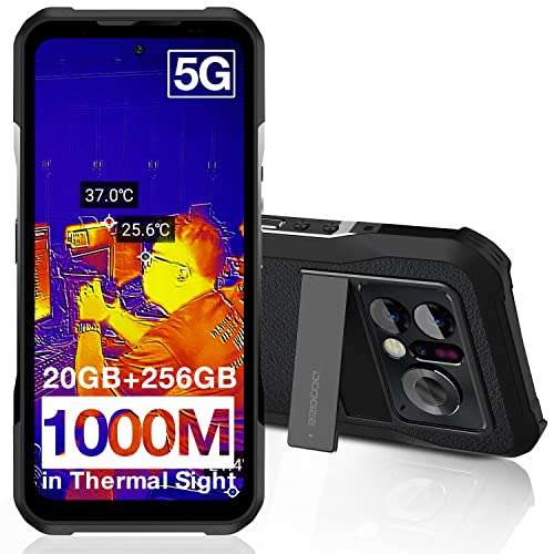 DOOGEE V20 PRO Rugged Smartphone 5G 2023, 1440 * 1080 Thermal Camera Unlocked Rugged Phone, 2K AMOLED Display Android Phone, 20GB+256GB Android 12 Cell Phone, 24MP Night Vision, NFC, OTG 1