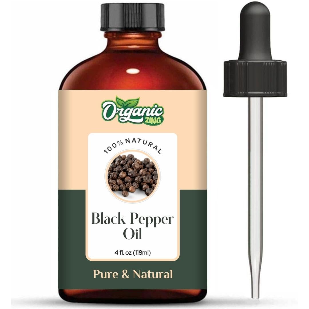 Organic Zing Black Pepper (Piper Nigrum) Oil | Pure & Natural Essential Oil for Skincare and Hair Care - 118ml/3.99fl oz 1