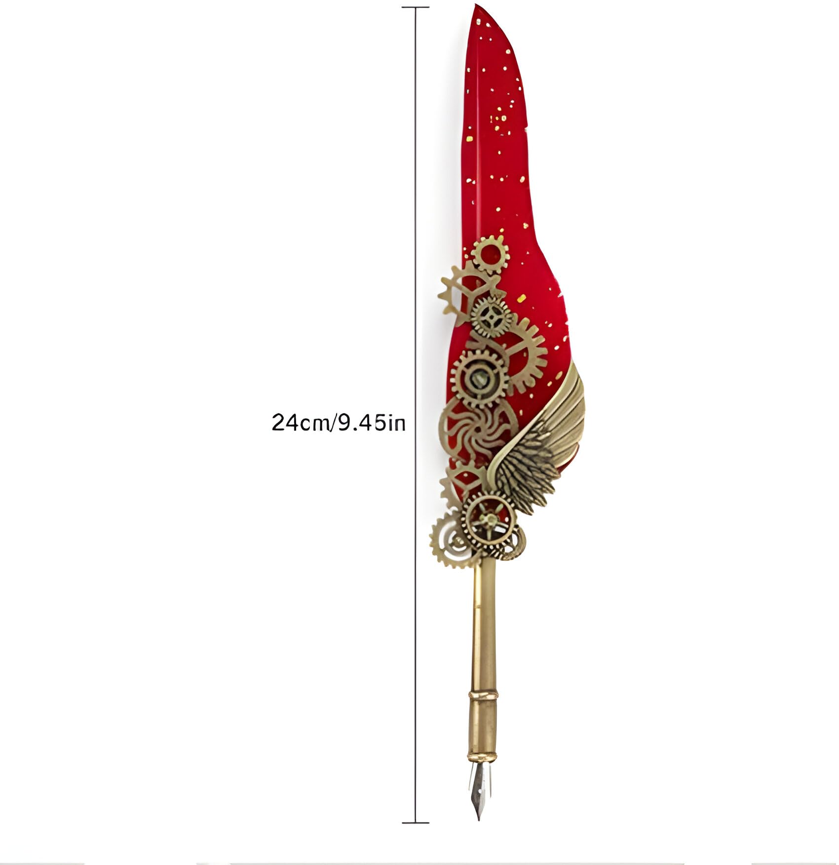 VINTAGER Antique Calligraphy Pen With Ink, 5 Nibs, Pen Stand Base, Vintage Carving Feather Pen Set, Refillable Ink Dip Pens For Writing, Drawing, Signature, Decoration (Multicolor) 3