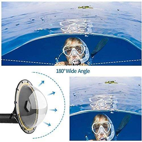 TELESIN 6 inches Dome Port Lens for GoPro Hero8 Black,Waterproof Housing Case Hand Floating Grip Trigger, Transparent Cover Underwater Diving Photography 5