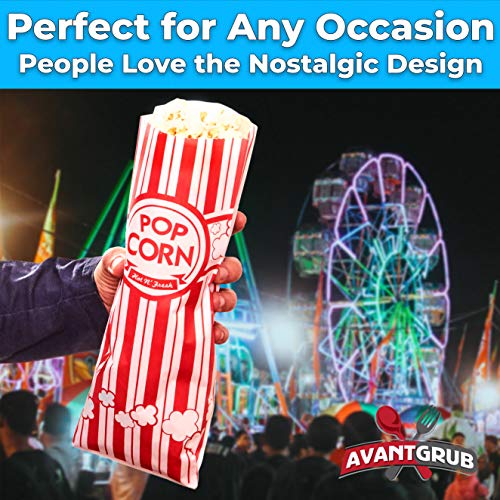 Leak-proof, Grease Resistant Popcorn Bags 25 Pack. Tear Resistant, Single Serving 2oz Paper Sleeves in Nostalgic Red/White Design. Great Movie Theme Party Supplies, Retro Carnivals & Fundraisers 4